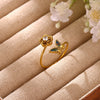 Gold Plated Zircon Butterfly And Flower Adjustable Open Ring Sweet Floral Unisex Fashion Jewelry
