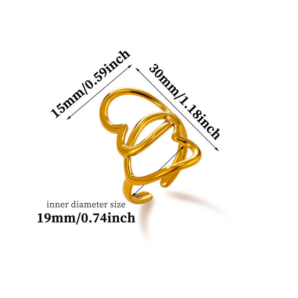 Gold Plated Zircon Butterfly And Flower Adjustable Open Ring Sweet Floral Unisex Fashion Jewelry