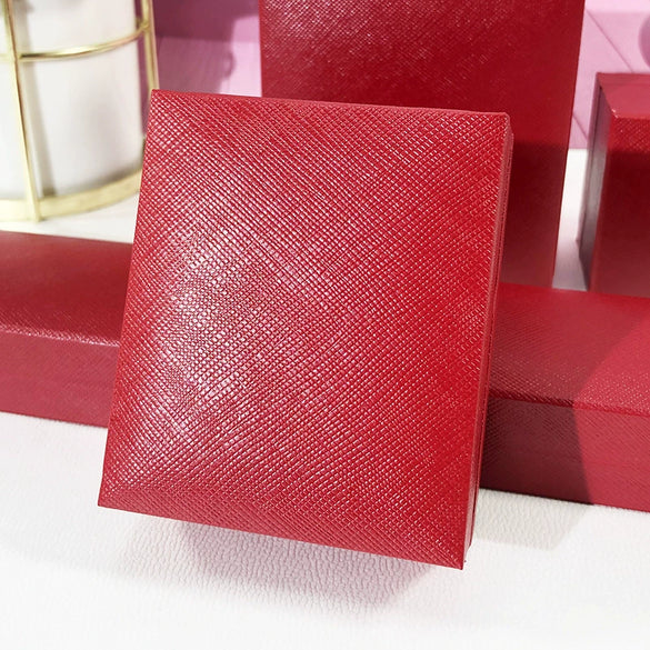 Gold Red Jewelry Box With Right Angle Grid Pattern Leatherfilled Paper And Plastic Box Embryo For Jewelry Packaging And Storage High Protective High Flexibility