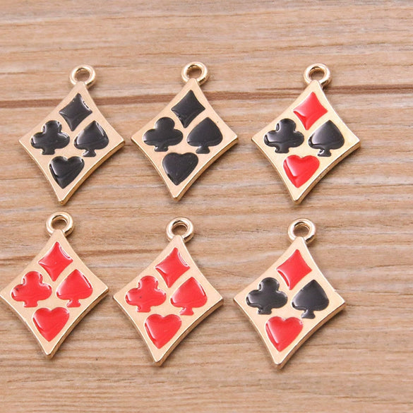 Gold Tone Electroplated Alloy Poker Pendant Charms For Diy Jewelry And Earring Making Accessories