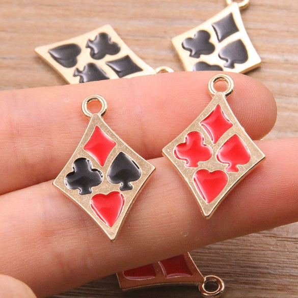 Gold Tone Electroplated Alloy Poker Pendant Charms For Diy Jewelry And Earring Making Accessories