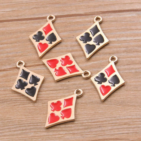 Gold Tone Electroplated Alloy Poker Pendant Charms For Diy Jewelry And Earring Making Accessories