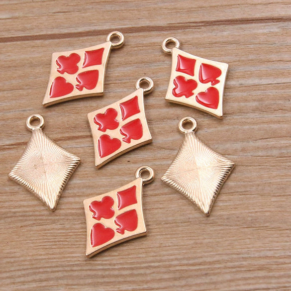Gold Tone Electroplated Alloy Poker Pendant Charms For Diy Jewelry And Earring Making Accessories