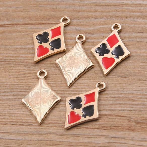 Gold Tone Electroplated Alloy Poker Pendant Charms For Diy Jewelry And Earring Making Accessories