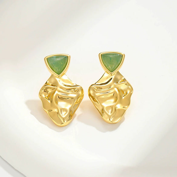 Gold Tone Electroplated Copper Geometric Drop Earrings For Women Vintage Inspired Fashion Jewelry Wholesale