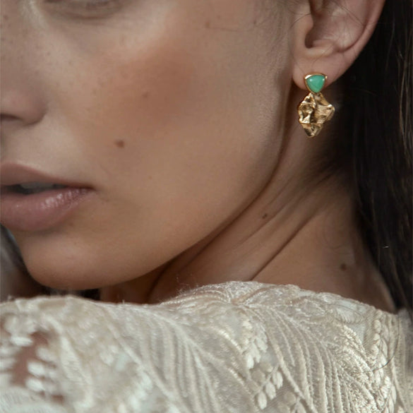 Gold Tone Electroplated Copper Geometric Drop Earrings For Women Vintage Inspired Fashion Jewelry Wholesale