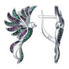 Gold Tone Electroplated Copper Phoenix Bird Earrings With Colorful Geometric Design