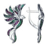Gold Tone Electroplated Copper Phoenix Bird Earrings With Colorful Geometric Design