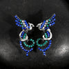 Gold Tone Electroplated Copper Phoenix Bird Earrings With Colorful Geometric Design