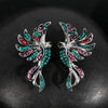 Gold Tone Electroplated Copper Phoenix Bird Earrings With Colorful Geometric Design