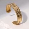 Gold Tone Electroplated Stainless Steel Adjustable Open Bracelet With Simple Geometric Design And Fade Resistant Finish