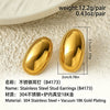 Gold Tone Electroplated Stainless Steel Oval Stud Earrings With Geometric Dotted Edge Retro Statement Design For Women