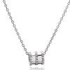 Gold Tone Electroplated Sterling Silver Necklace With Rhombus Pendant And Bead Chain For Women