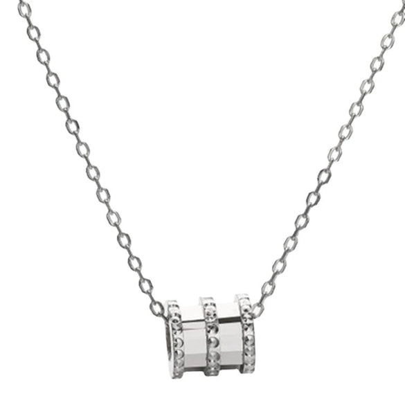 Gold Tone Electroplated Sterling Silver Necklace With Rhombus Pendant And Bead Chain For Women