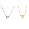Gold Tone Electroplated Sterling Silver Necklace With Rhombus Pendant And Bead Chain For Women