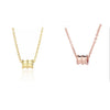 Gold Tone Electroplated Sterling Silver Necklace With Rhombus Pendant And Bead Chain For Women