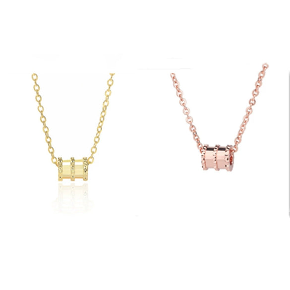 Gold Tone Electroplated Sterling Silver Necklace With Rhombus Pendant And Bead Chain For Women