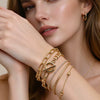 Gold Tone Geometric Layered Bracelet Set With Chunky Chain Links And Sparkling Tennis Chain Unisex Alloy Fashion Jewelry