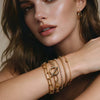 Gold Tone Geometric Layered Bracelet Set With Chunky Chain Links And Sparkling Tennis Chain Unisex Alloy Fashion Jewelry