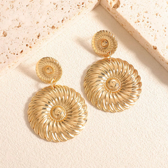 Gold Tone Geometric Statement Stud Earrings For Women Electroplated Iron Jewelry With Stainless Steel Ear Needles