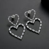 Gold Tone Hollow Double Heart Earrings With Zircon Inlay Electroplated Copper Women's Fashion Jewelry