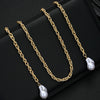 Gold Tone Iron Twisted Rope Necklace With Irregular Baroque Style Pearl Pendant Adjustable Layered Geometric Chain Jewelry For Women