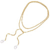 Gold Tone Iron Twisted Rope Necklace With Irregular Baroque Style Pearl Pendant Adjustable Layered Geometric Chain Jewelry For Women