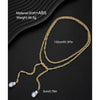 Gold Tone Iron Twisted Rope Necklace With Irregular Baroque Style Pearl Pendant Adjustable Layered Geometric Chain Jewelry For Women