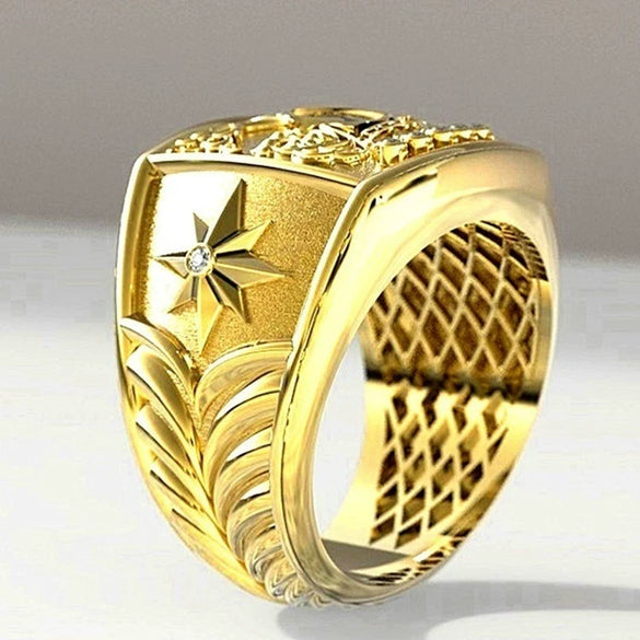 Gold Tone Metal K Shaped Ring With Electroplated Finish Punk Trendy Fashion Animal Style Unisex Jewelry