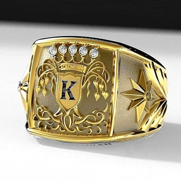 Gold Tone Metal K Shaped Ring With Electroplated Finish Punk Trendy Fashion Animal Style Unisex Jewelry