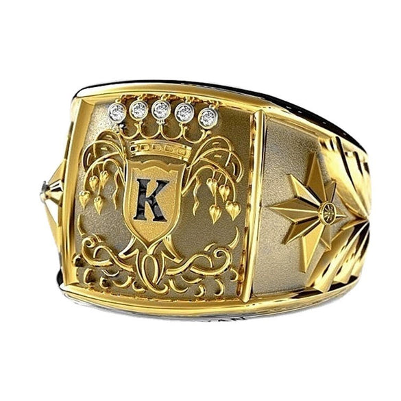 Gold Tone Metal K Shaped Ring With Electroplated Finish Punk Trendy Fashion Animal Style Unisex Jewelry