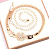 Gold Tone Metal Waist Chain Belt With Rhinestone Accents Alloy Buckle Hook Closure And Floral Punk Streetwear Style