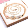Gold Tone Metal Waist Chain Belt With Rhinestone Accents Alloy Buckle Hook Closure And Floral Punk Streetwear Style