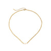 Gold Tone Plated Stainless Steel Rice Grain Beaded Necklace With Irregular Geometric Imitation Pearl Pendant For Women