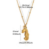 Gold Tone Stainless Steel Ocean Animal Pendant Necklace With Seahorse Conch Starfish And Faux Pearl On An Adjustable Olink Chain