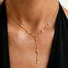 Gold Tone Stainless Steel Wave Tassel Necklace With Zircon Embellishment And Geometric Y Shaped Pendant For Women