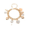 Gold Tone Zinc Alloy Key Lock And Heart Bracelet With Diamond Detail Electroplated Light Luxury Jewelry For Women And Men