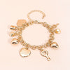 Gold Tone Zinc Alloy Key Lock And Heart Bracelet With Diamond Detail Electroplated Light Luxury Jewelry For Women And Men