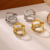 Goldplated Brass Geometric Ring With Synthetic Zircon Accents Twotone Twisted Open Band Adjustable Minimalist Jewelry For Women And Men