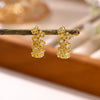 Goldplated Copper Heartshaped Zircon Earrings With Hollow Doubleheart Design Minimalist Clipon Women's Jewelry