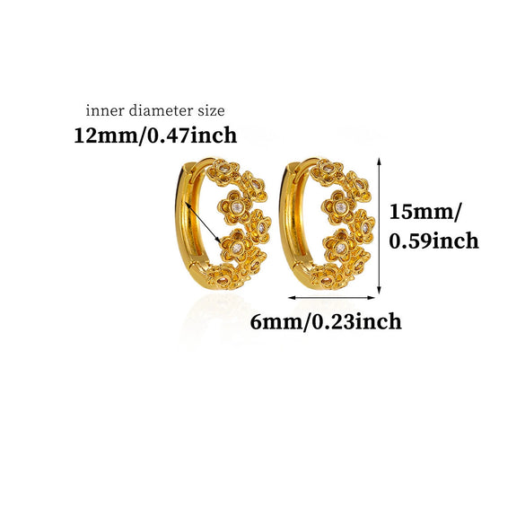 Goldplated Copper Heartshaped Zircon Earrings With Hollow Doubleheart Design Minimalist Clipon Women's Jewelry