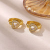 Goldplated Copper Heartshaped Zircon Earrings With Hollow Doubleheart Design Minimalist Clipon Women's Jewelry