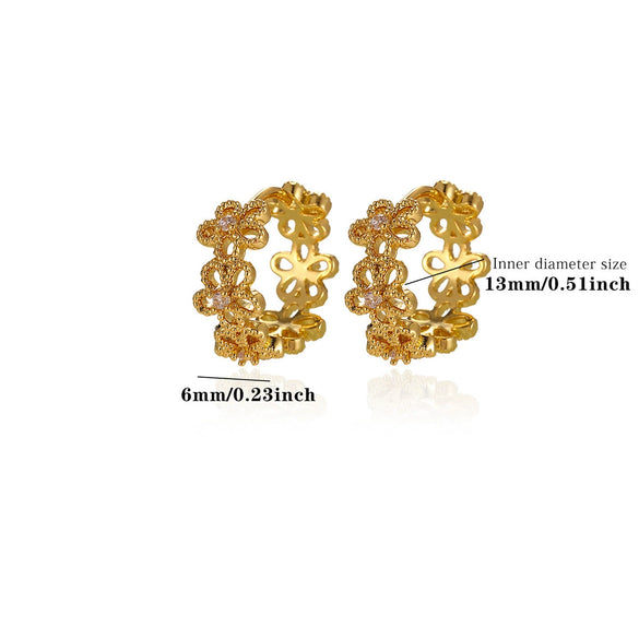 Goldplated Copper Heartshaped Zircon Earrings With Hollow Doubleheart Design Minimalist Clipon Women's Jewelry