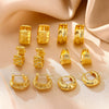 Goldplated Copper Hoop Earrings With Minimalist Geometric Letter Motifs Elegant Unisex Statement Jewelry For Wholesale