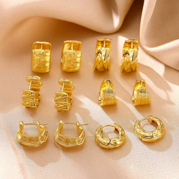 Goldplated Copper Hoop Earrings With Minimalist Geometric Letter Motifs Elegant Unisex Statement Jewelry For Wholesale