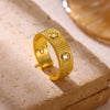 Goldplated Copper Zircon Geometric Wide Stripe Open Ring Exaggerated Minimalist Unisex Statement Jewelry