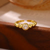 Goldplated Copper Zircon Geometric Wide Stripe Open Ring Exaggerated Minimalist Unisex Statement Jewelry