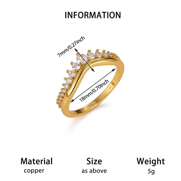 Goldplated Copper Zircon Geometric Wide Stripe Open Ring Exaggerated Minimalist Unisex Statement Jewelry
