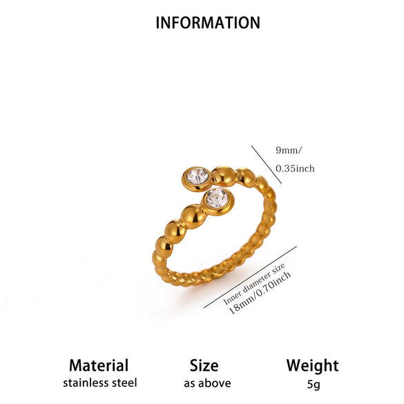 Goldplated Copper Zircon Geometric Wide Stripe Open Ring Exaggerated Minimalist Unisex Statement Jewelry