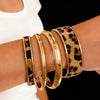 Goldplated Geometric Leopard Print Stackable Bracelet For Women Narrow Glossy Fashion Jewelry